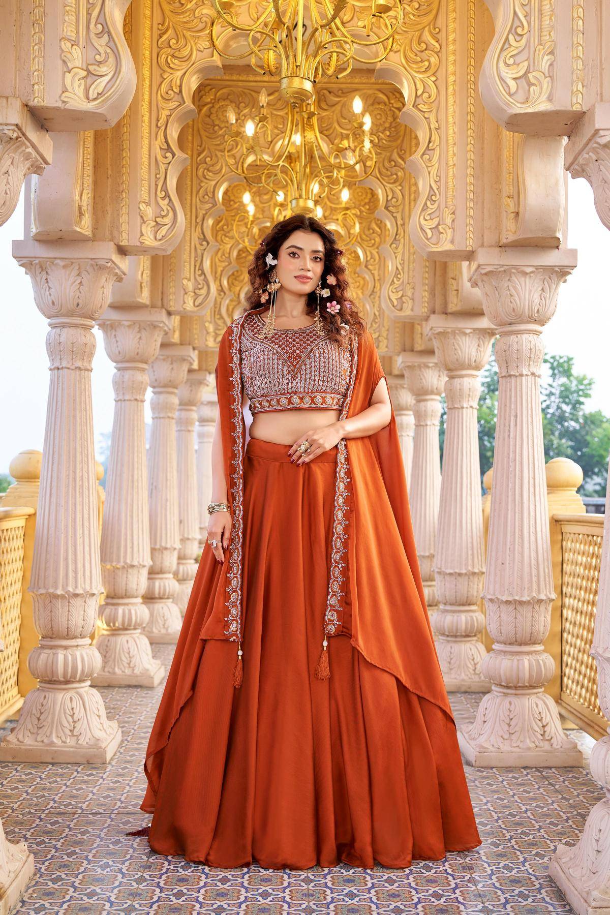 Ram 155 Rangoli silk Orange Lehenga choli manufacturers in Pune